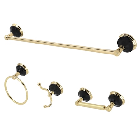 BAK9111478PB Water Onyx 4-Piece Bathroom Accessory Set, Polished Brass